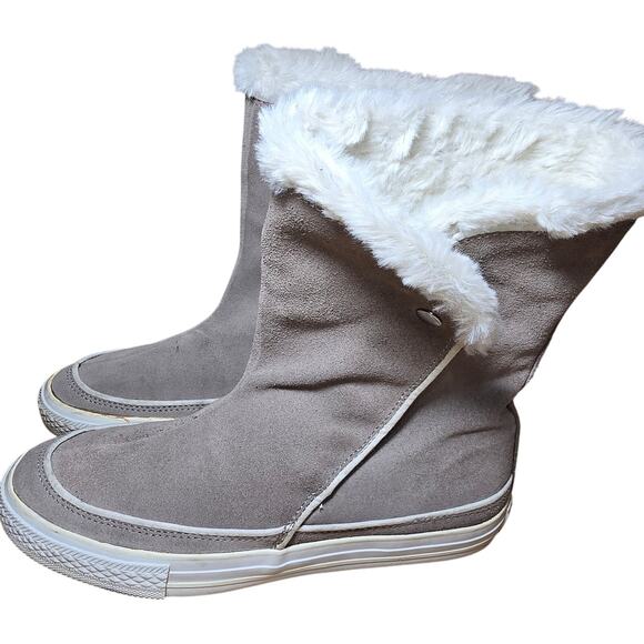 Converse All Stars Beverly Tan High Top Sneaker Boots Faux Fur US Womens 9.5 - Picture 4 of 8
